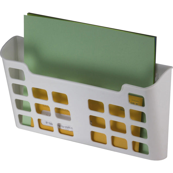 Officemate Magnetplus&trade; Magnetic File Pocket - 6.7", x 13.6" x 2.5" Depth - Magnetic, Suction Cup, Damage Resistant, Front Cut-out - White - Plastic - 1 Each (OIC92543)