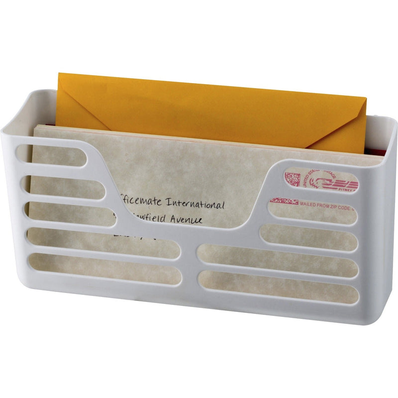 Officemate Magnetplus&trade; Magnetic Utility Pocket - 2 Pocket(s) - 5.3", x 10.3" x 3" Depth - Magnetic, Suction Cup, Closet, Sturdy, Front Cut-out, Damage Resistant - White - 1 Each (OIC92541)