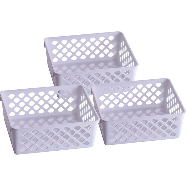Officemate Officemate Achieva&reg; Medium Supply Basket, 3/PK - 2.4", x 6.1" x 5" Depth - Compact, Stackable, Storage Space - White - Plastic - 3 / Pack (OIC26205)