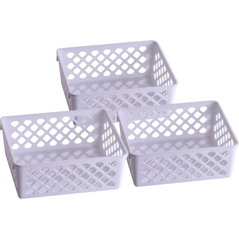 Officemate Officemate Achieva&reg; Medium Supply Basket, 3/PK - 2.4", x 6.1" x 5" Depth - Compact, Stackable, Storage Space - White - Plastic - 3 / Pack (OIC26205)
