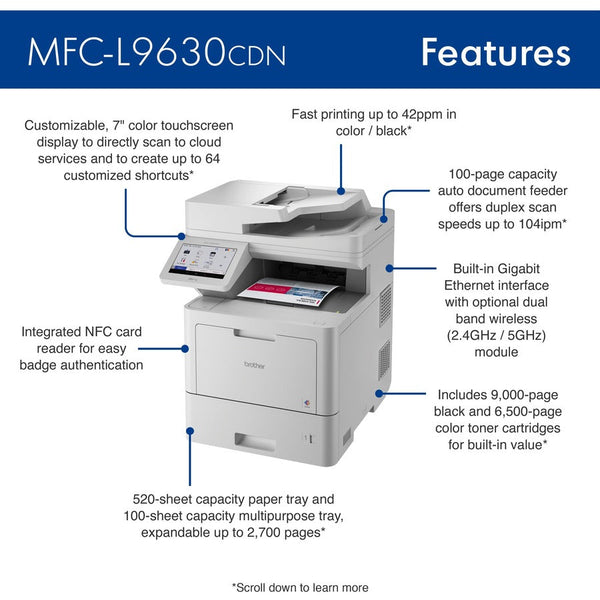 Brother Workhorse MFC-L9630CDN Laser Multifunction Printer (BRTMFCL9630CDN)