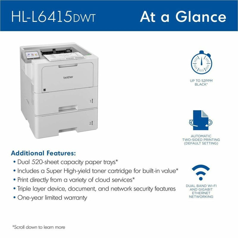 Brother HL-L6415DWT Desktop Wireless Laser Printer (BRTHLL6415DWT)