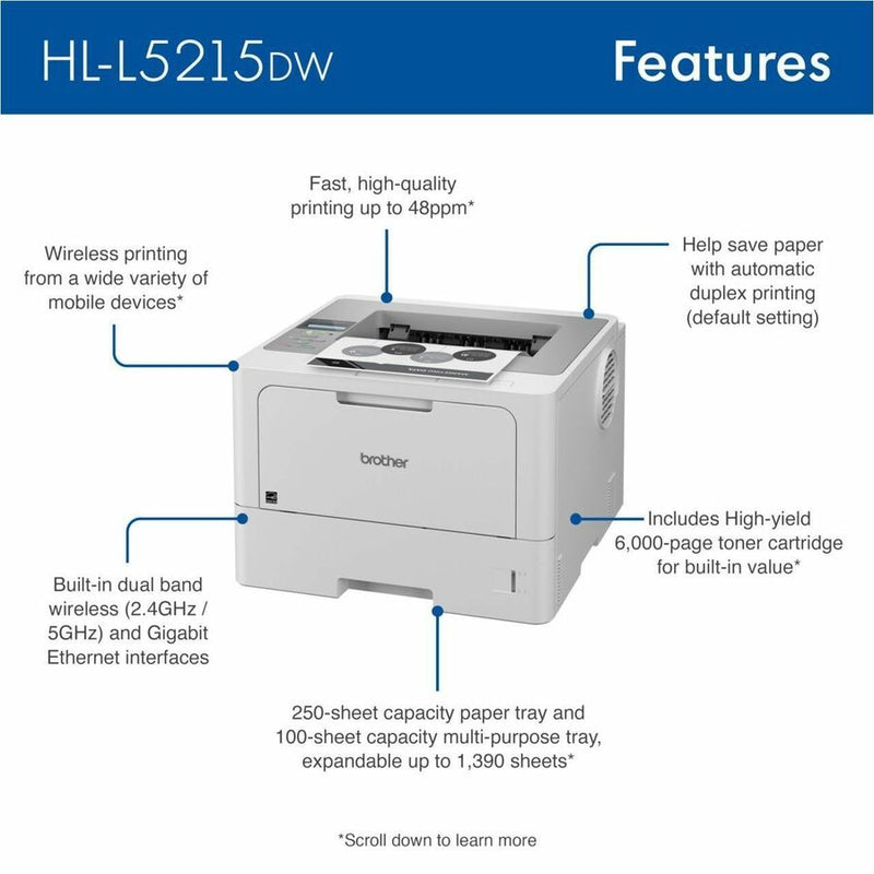 Brother HL-L5215DW Desktop Wireless Laser Printer (BRTHLL5215DW)