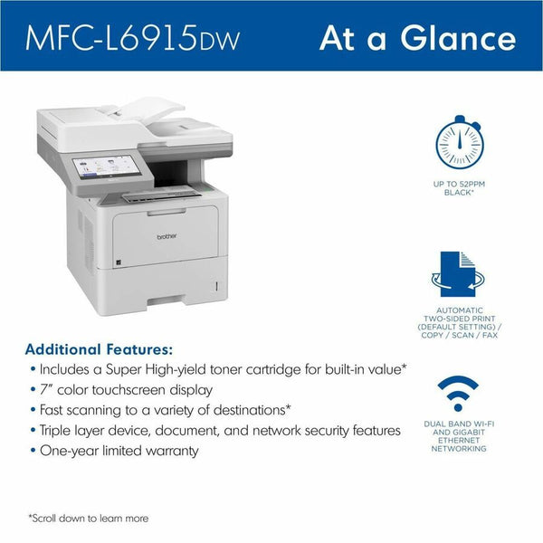 Brother MFC-L6915DW Wireless Laser Multifunction Printer (BRTMFCL6915DW)