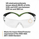 3M SecureFit Protective Eyewear, Polycarbonate, Plastic, Nose Bridge, Comfortable, Anti-fog, Impact Resistant, Frameless, Rubber Tipped Temples, Adjustable Temple, Soft, Diopter Lens (MMMSF425AF)