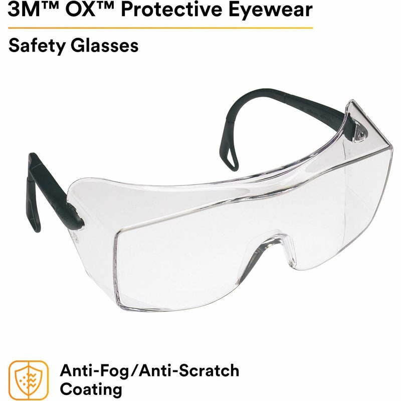 3M OX Protective Eyewear, Black, Anti-fog, Anti-scratch (MMM1216600000)