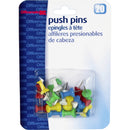 Officemate Push Pins, Plastic, Assorted Colors, Head 1/2&quot; L (OIC92600)