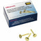Officemate Roundhead Fastener, 1&quot; Shank, 3/8&quot; Head, Brass Plated (OIC99814)