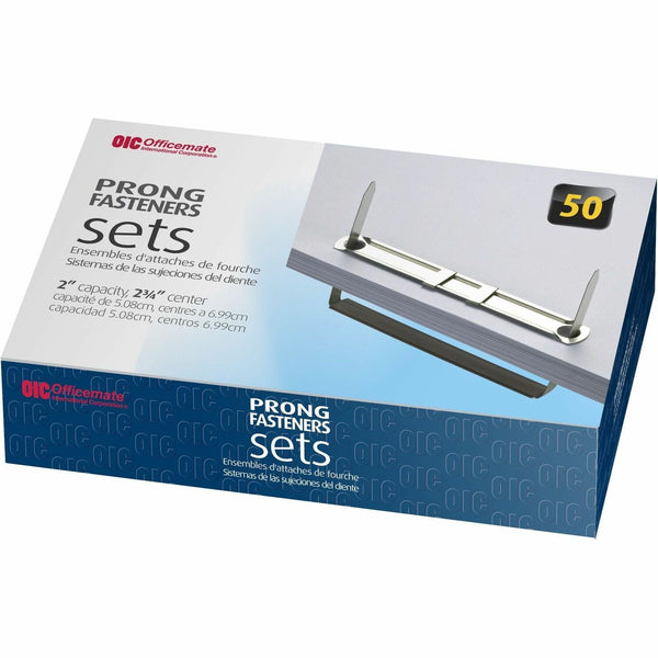Officemate Paper Fastener, 2 3/4&quot; Base, 2&quot; Cap, Tempered Steel (OIC99852)
