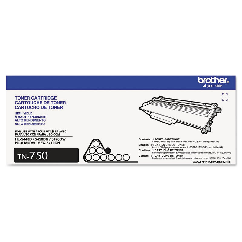 Brother TN750 High-Yield Toner, 8000 Page-Yield, Black (BRTTN750)