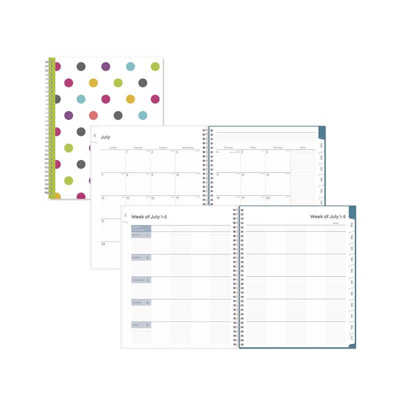 Blue Sky® Teacher Dots CYO Cover Weekly/Monthly Lesson Planner, 2024 to 2025, Nine Classes, Multicolor Cover, (144) 11 x 8.5 Pages (BLS100330)