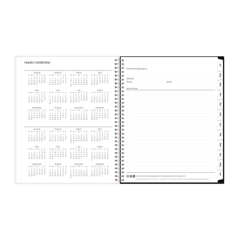 Blue Sky® Analeis Create-Your-Own Cover Weekly/Monthly Planner, Floral, 11 x 8.5, White/Black/Coral, 12-Month (July to June): 2024-2025 (BLS130606)
