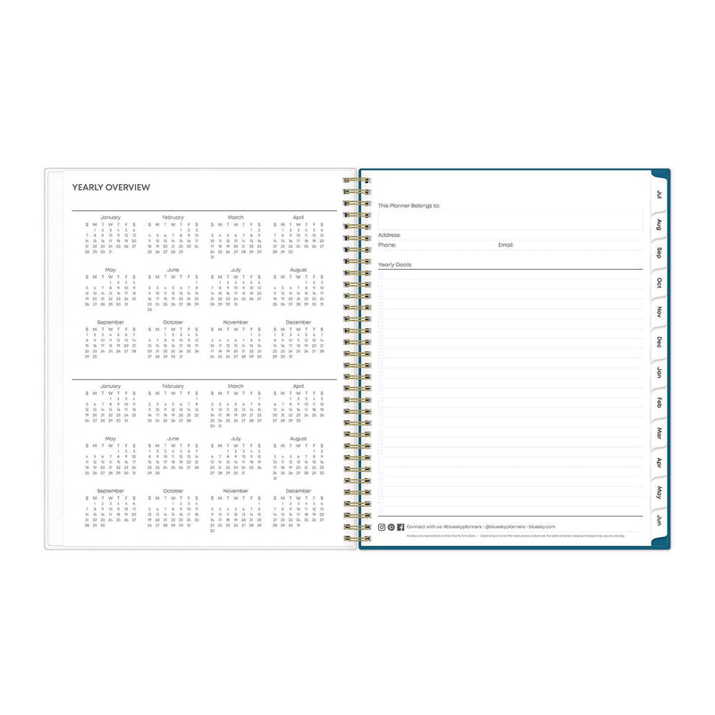 Blue Sky® Bakah Blue Academic Year Weekly/Monthly Planner, Floral Artwork, 11 x 8.5, Blue/White Cover, 12-Month (July-June): 2024-2025 (BLS131951)