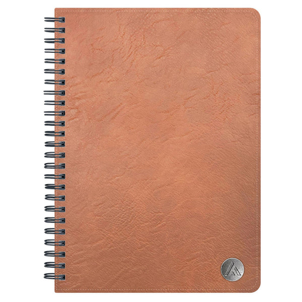 Blue Sky® ASMBLD Faux Leather Wirebound Notebook, 1-Subject, Medium/College Rule, Tan Cover, (80) 8.5 x 5.75 Sheets (BLS150538)