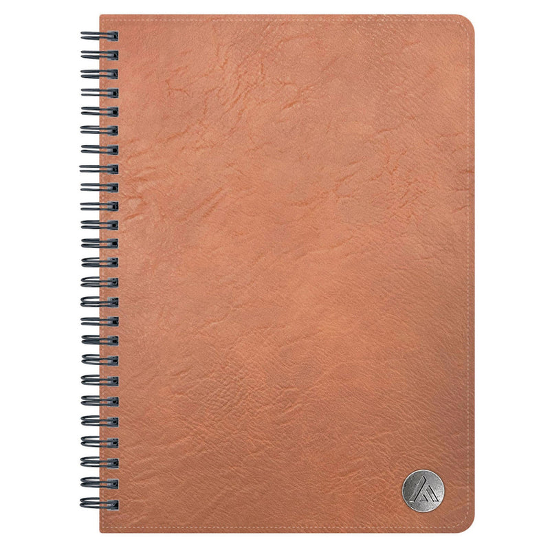 Blue Sky® ASMBLD Faux Leather Wirebound Notebook, 1-Subject, Medium/College Rule, Tan Cover, (80) 8.5 x 5.75 Sheets (BLS150538)