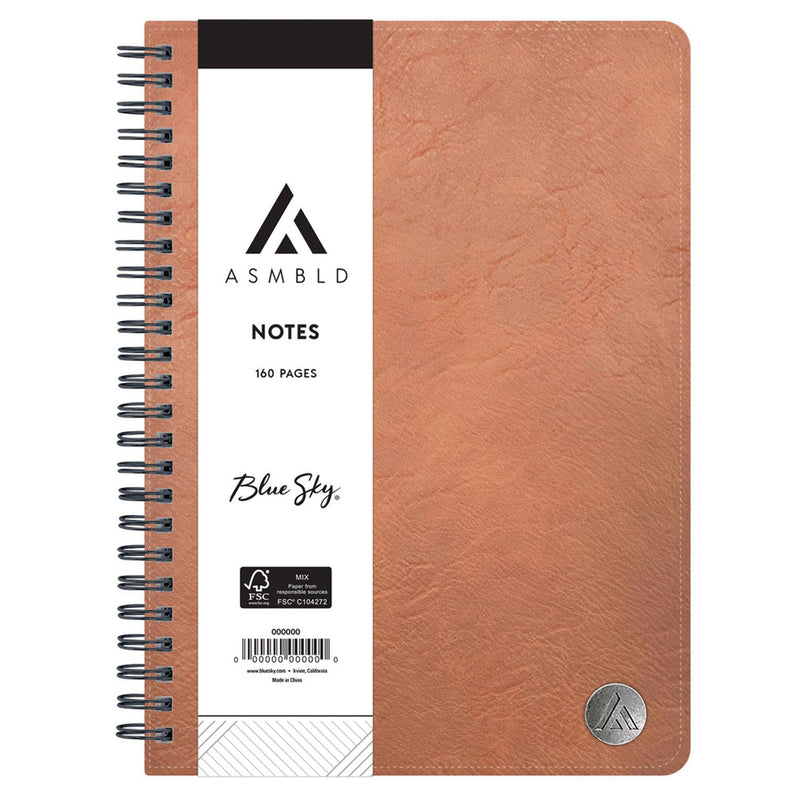 Blue Sky® ASMBLD Faux Leather Wirebound Notebook, 1-Subject, Medium/College Rule, Tan Cover, (80) 8.5 x 5.75 Sheets (BLS150538)