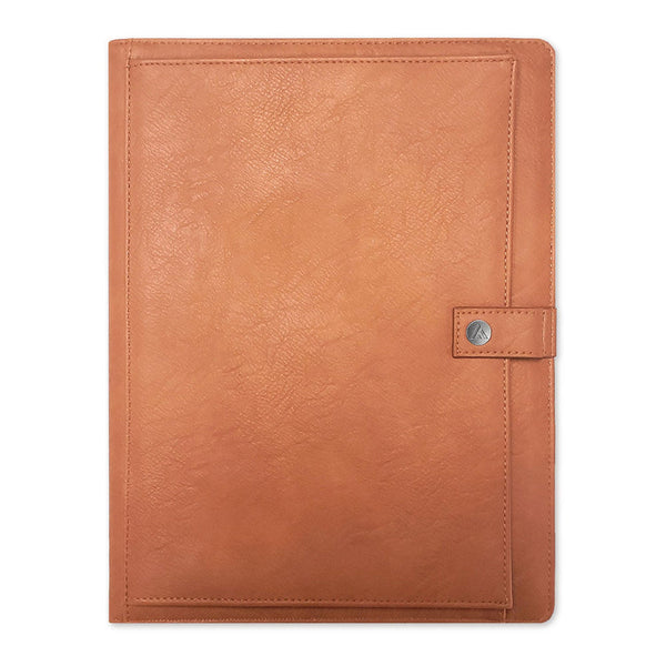 Blue Sky® ASMBLD Professional Faux Leather Padfolio, 8.5 x 11 Pad, 9.45 x 12.13, Snap Closure, Tan (BLS150537)