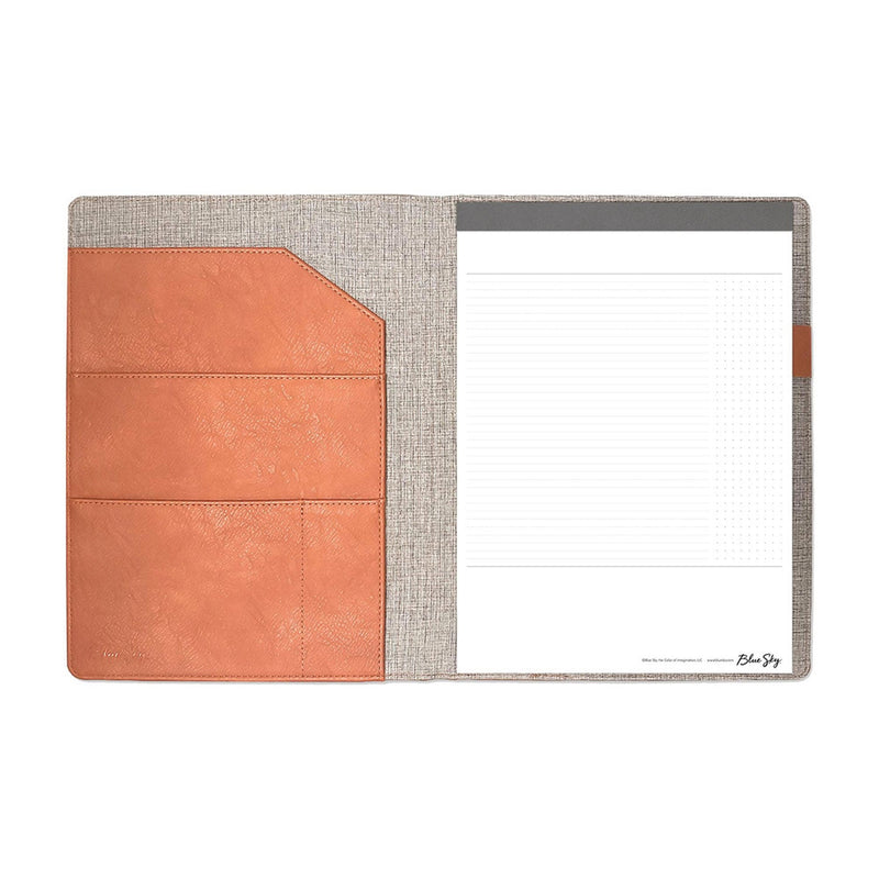 Blue Sky® ASMBLD Professional Faux Leather Padfolio, 8.5 x 11 Pad, 9.45 x 12.13, Snap Closure, Tan (BLS150537)