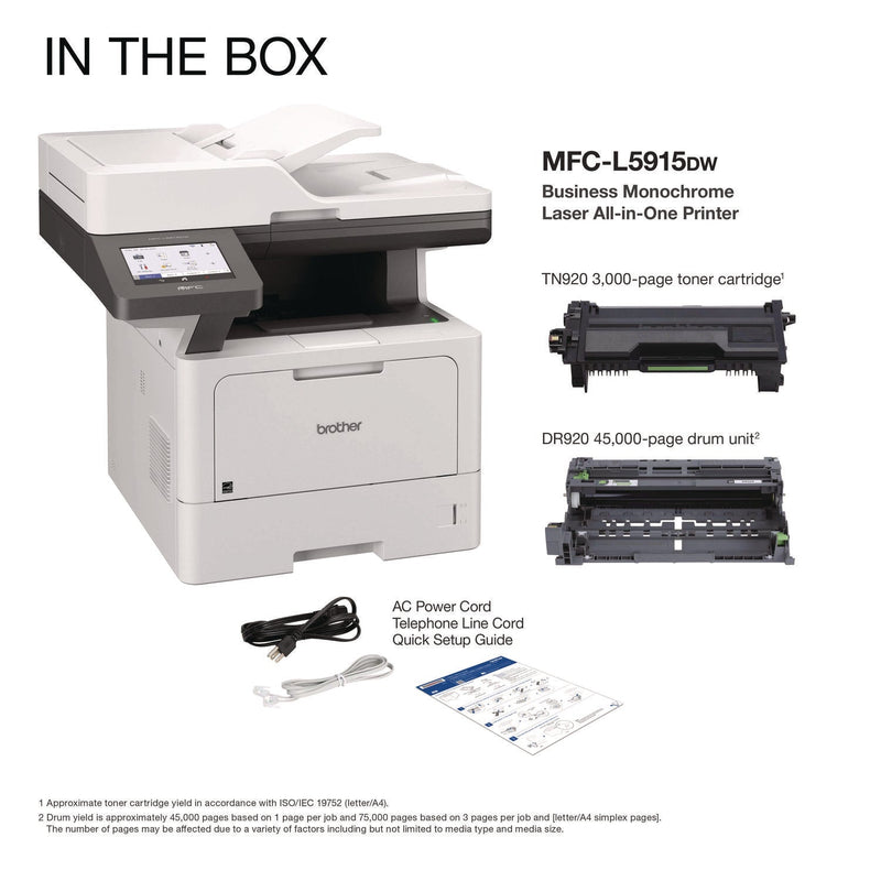 Brother MFC-L5915DW Business Monochrome AIO Laser Printer, Copy/Fax/Print/Scan (BRTMFCL5915DW)