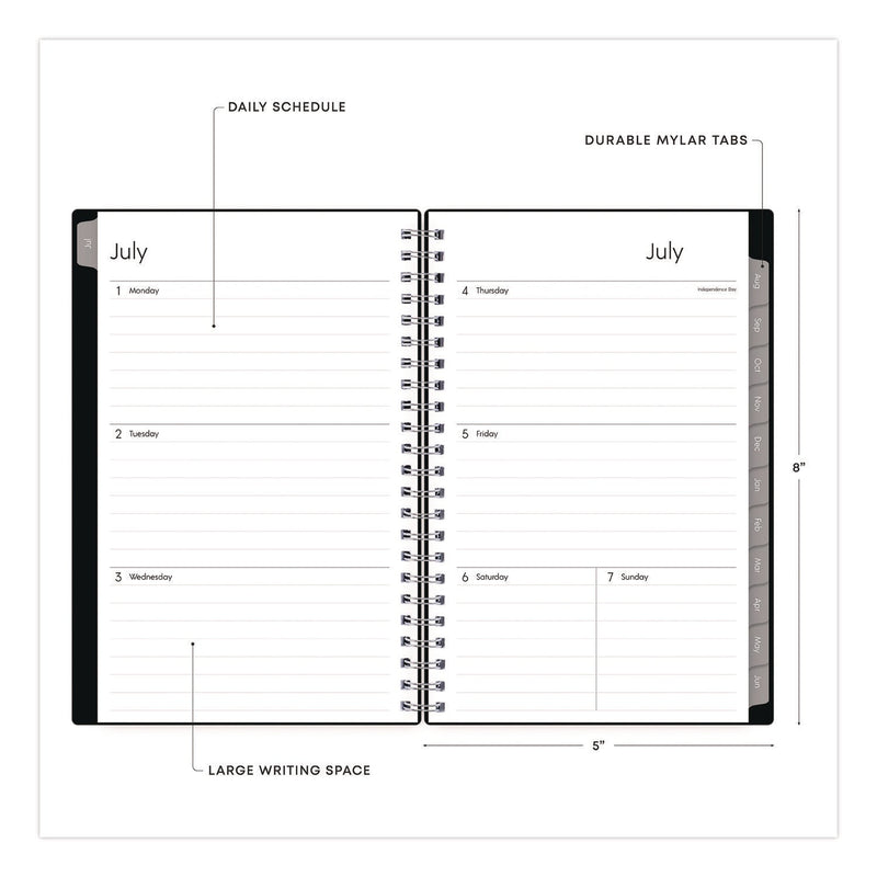 Blue Sky® Enterprise Academic Weekly/Monthly Planner, 8 x 5, Black Cover, 12-Month (July to June): 2024 to 2025 (BLS130611A25)