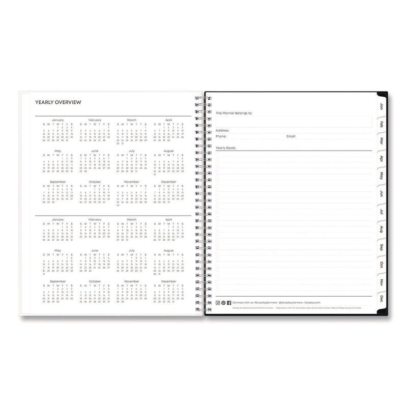 Blue Sky® Analeis Create-Your-Own Cover Weekly/Monthly Planner, Floral Artwork, 11 x 8.5, White/Black/Coral, 12-Month (Jan-Dec): 2025 (BLS10000125)