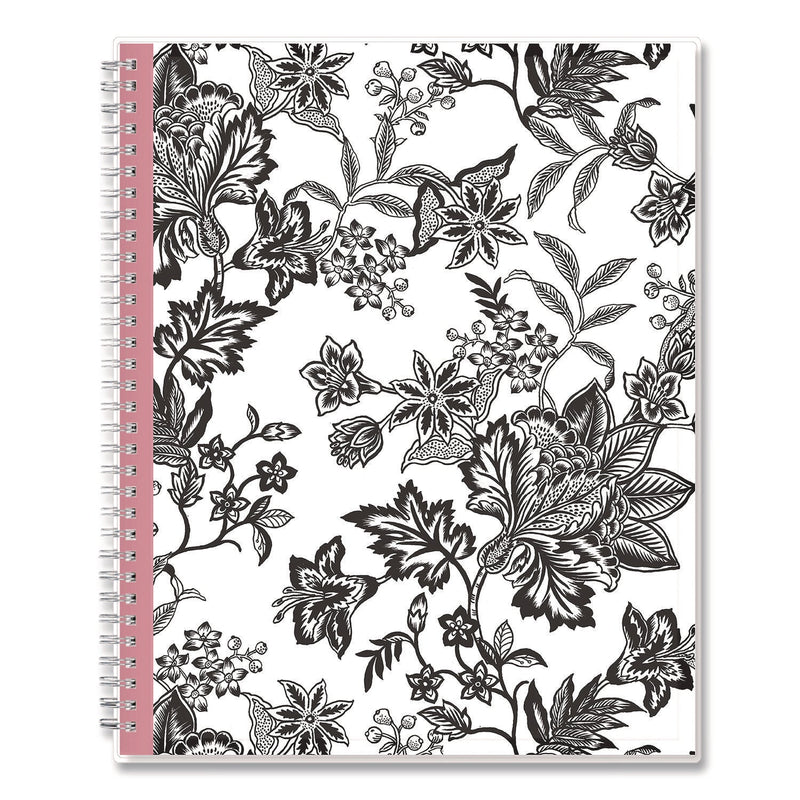 Blue Sky® Analeis Create-Your-Own Cover Weekly/Monthly Planner, Floral Artwork, 11 x 8.5, White/Black/Coral, 12-Month (Jan-Dec): 2025 (BLS10000125)