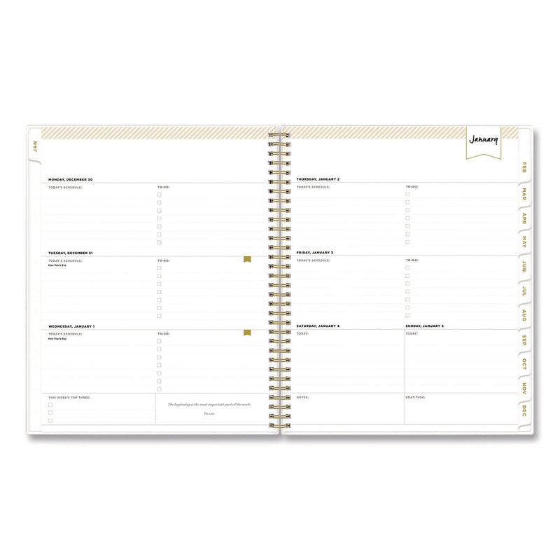 Blue Sky® Day Designer Tile Weekly/Monthly Planner, Geometric Artwork, 11 x 8.5, Blue/White Cover, 12-Month (Jan to Dec): 2025 (BLS10141125)