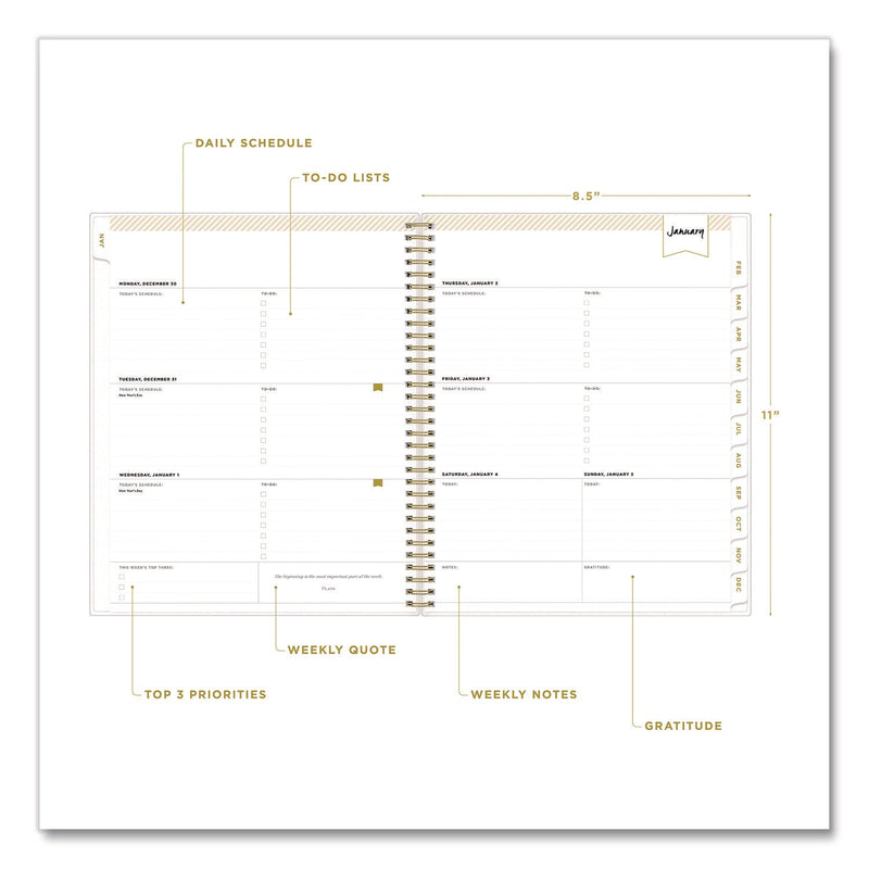 Blue Sky® Day Designer Tile Weekly/Monthly Planner, Geometric Artwork, 11 x 8.5, Blue/White Cover, 12-Month (Jan to Dec): 2025 (BLS10141125)