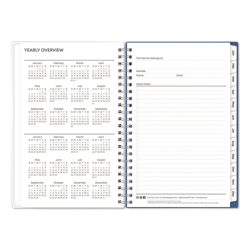 Blue Sky® Savoy Cool Weekly/Monthly Planner, Abstract Artwork, 8 x 5, Blue/Silver Cover, 12-Month (Jan to Dec): 2025 (BLS14876325)