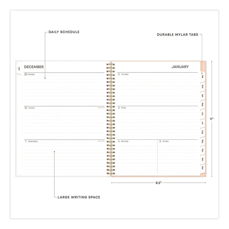 Blue Sky® Natalya Weekly/Monthly Planner, Abstract Artwork, 11 x 8.5, Peach-Pink/White Cover, 12-Month (Jan to Dec): 2025 (BLS14876425)