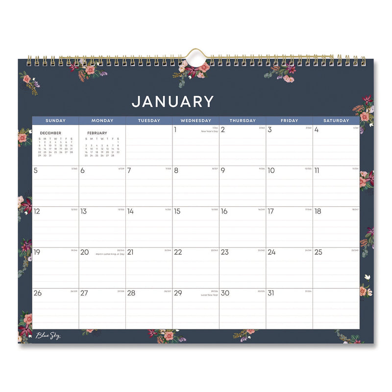 Blue Sky® Ashlyn Monthly Wall Calendar, Floral Artwork, 15 x 12, White/Blue/Pink Sheets, 12-Month (Jan to Dec): 2025 (BLS14861725)