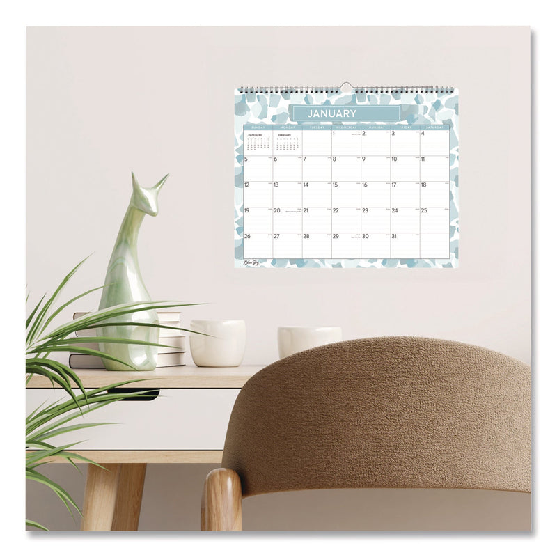 Blue Sky® Amitza Blue Monthly Wall Calendar, Abstract Artwork, 15 x 12, White/Blue/Gray Sheets, 12-Month (Jan to Dec): 2025 (BLS14877225)