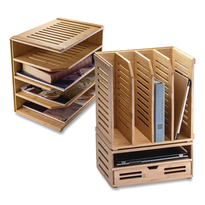 Officemate Bamboo Magazine File, 14.09 x 14.41 x 14.41, Brown (OIC71006)