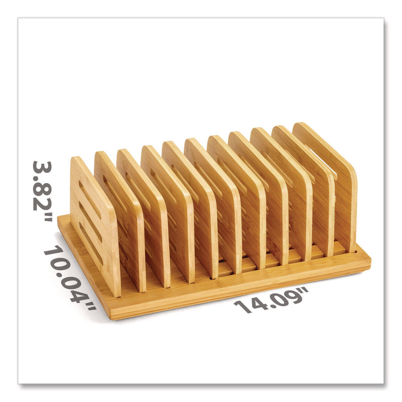 Officemate Bamboo Large File Sorter, 9 Sections, A6/A7/A8/A9/Legal/Letter/Tabloid Size Files, 14.09 x 10.04 x 3.82, Brown (OIC71002)