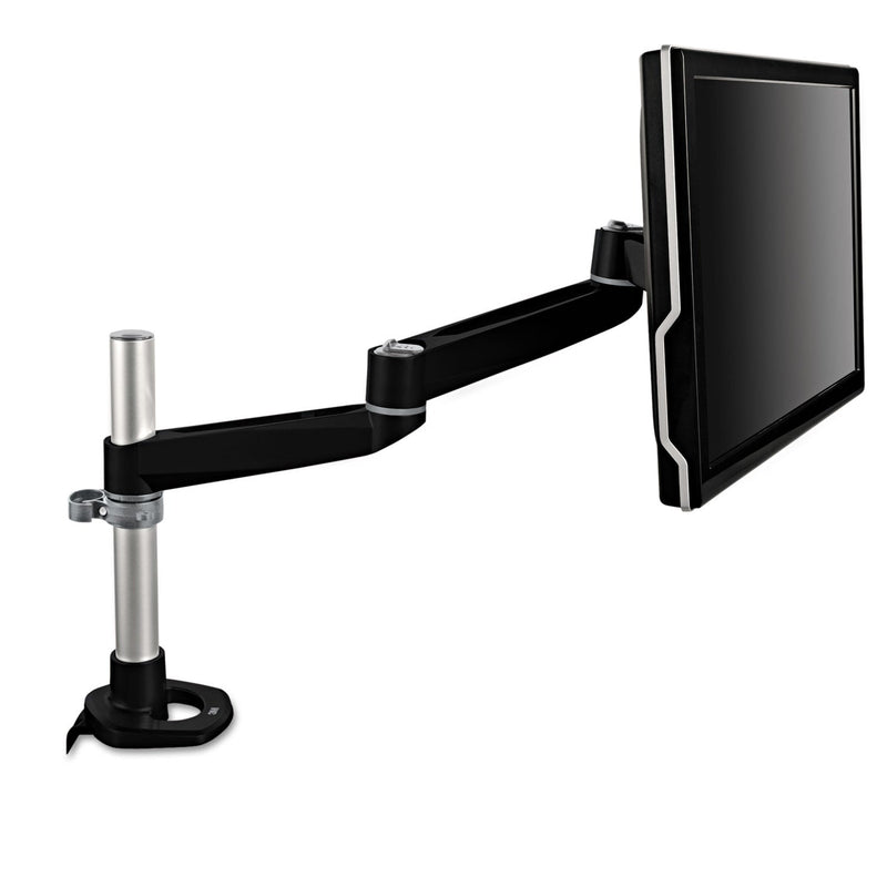 3M™ Dual Monitor Swivel Arm, 360 Degree Rotation, +15 Degree/-90 Degree Tilt, 180 Degree Pan, Black/Gray, Supports 30 lb (MMMMA140MB)