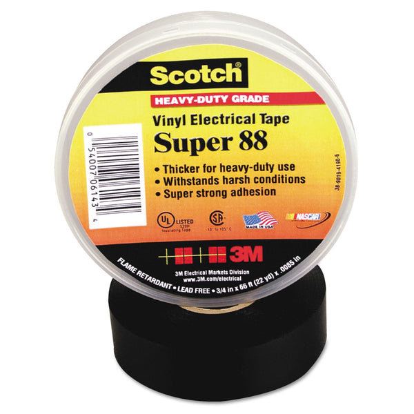 3M™ Scotch 88 Super Vinyl Electrical Tape, 0.75" x 66 ft, Black (500-06143)