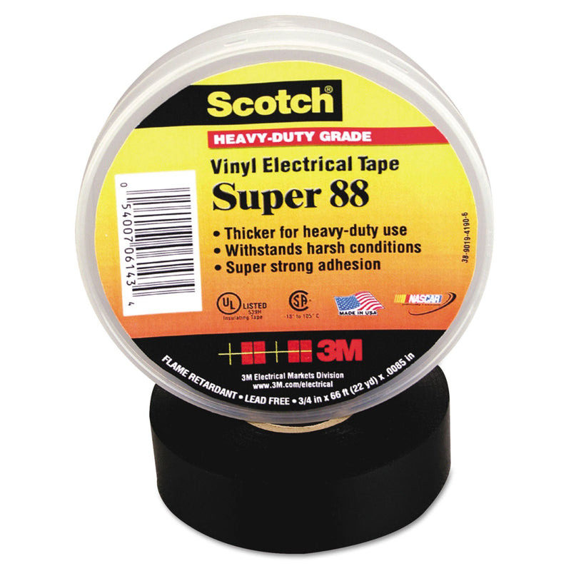 3M™ Scotch 88 Super Vinyl Electrical Tape, 0.75" x 66 ft, Black (500-06143)