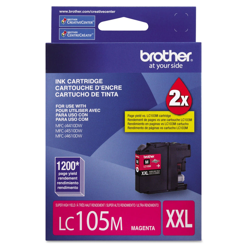 Brother LC105M Innobella Super High-Yield Ink, 1200 Page-Yield, Magenta (BRTLC105M)