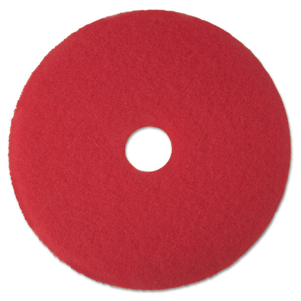 3M™ Low-Speed Buffer Floor Pads 5100, 12" Diameter, Red, 5/Carton (MMM08387)