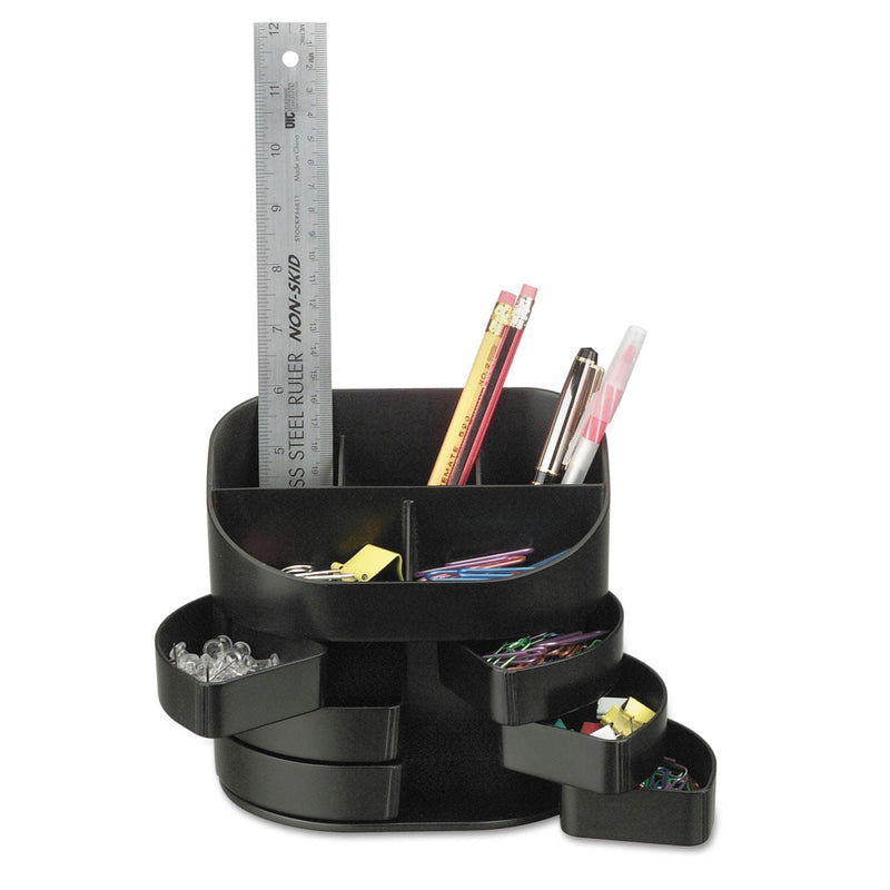 Officemate Double Supply Organizer, 11-Compartment, 6 1/2w x 4 3/4d x 5 3/4h, Black (OIC22822)