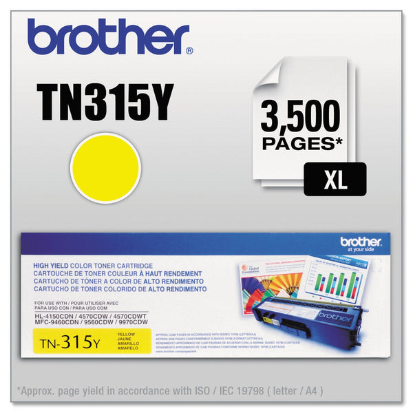 Brother TN315Y High-Yield Toner, 3500 Page-Yield, Yellow (BRTTN315Y)