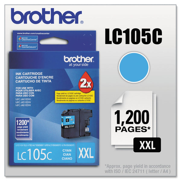 Brother LC105C Innobella Super High-Yield Ink, 1200 Page-Yield, Cyan (BRTLC105C)