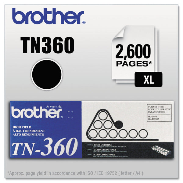 Brother TN360 High-Yield Toner, 2600 Page-Yield, Black (BRTTN360)