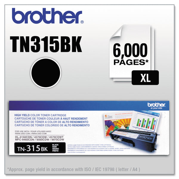Brother TN315BK High-Yield Toner, 6000 Page-Yield, Black (BRTTN315BK)