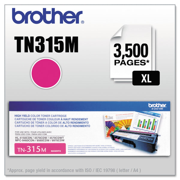 Brother TN315M High-Yield Toner, 3500 Page-Yield, Magenta (BRTTN315M)