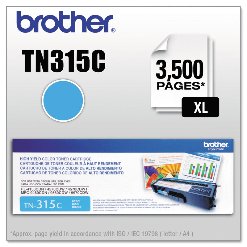 Brother TN315C High-Yield Toner, 3500 Page-Yield, Cyan (BRTTN315C)