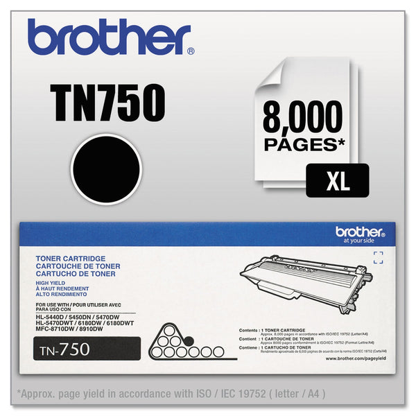 Brother TN750 High-Yield Toner, 8000 Page-Yield, Black (BRTTN750)