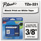 Brother TZe Standard Adhesive Laminated Labeling Tape, 0.35" x 26.2 ft, Black on White (BRTTZE221)