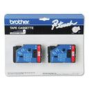 Brother TC Tape Cartridges for P-Touch Labelers, 0.47" x 25.2 ft, Red on Clear, 2/Pack (BRTTC11)