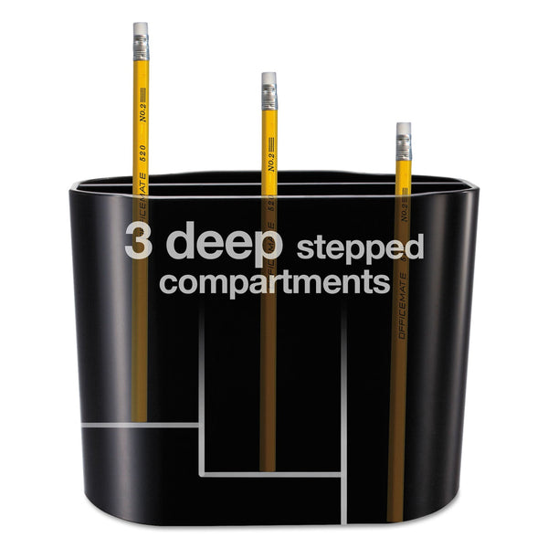 Officemate Double Supply Organizer, 11-Compartment, 6 1/2w x 4 3/4d x 5 3/4h, Black (OIC22822)